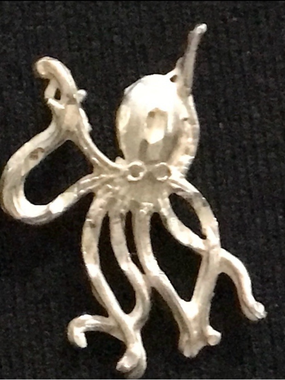 Vintage 925 Sterling Silver Octopus Pendant Charm 1 1/4" Ocean Nautical